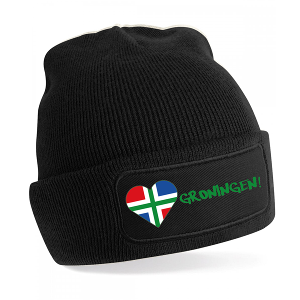 Muts-Groningen-Zwart-Hart Muts - Groningen - Hart - Afbeelding 1